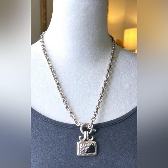 NWOT Premier Designs Necklace Chunky Chain Balinese Style Pendent Black Stone - Picture 5 of 8